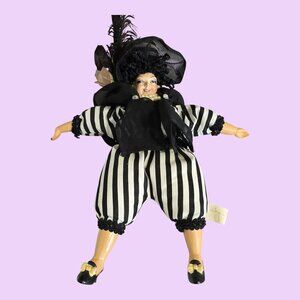 Wayne M Kleski ~ Katherine's Collection Black & White Striped Bean Bag Doll 11"
